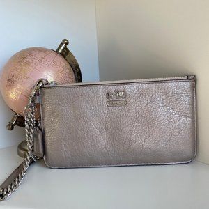 Coach Bleeker Metallic Gold Leather Wristlet